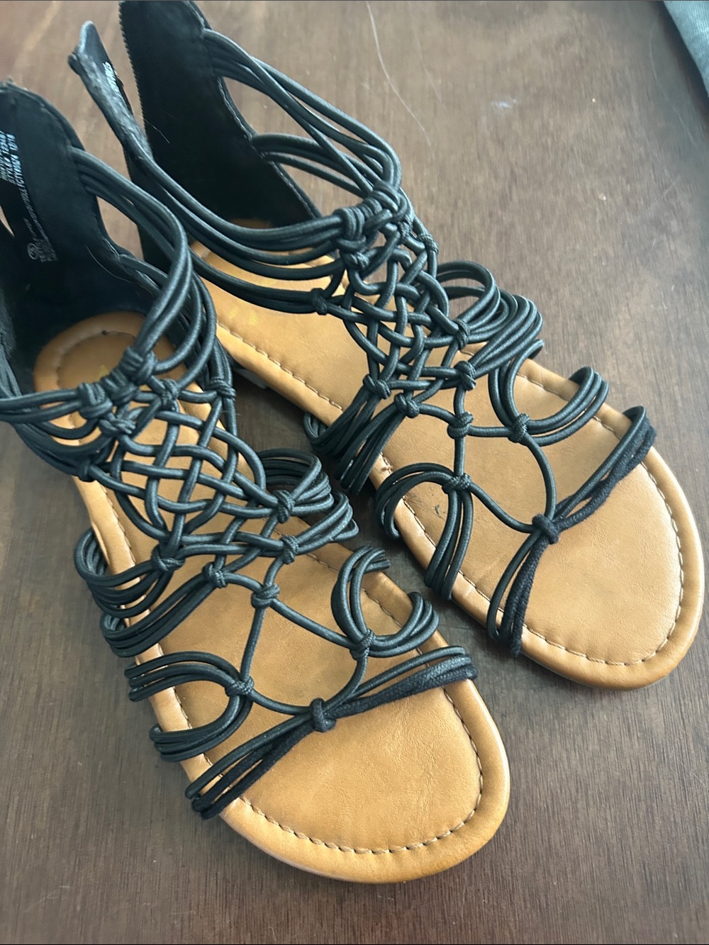 Justice Black Braided Strappy Women's Sandals